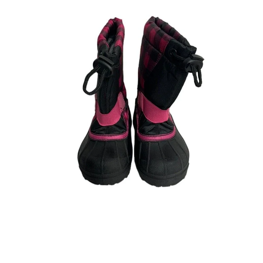 Columbia Powderbug Kids Size 7 Red & Black Plaid Waterproof Snow Boot‎